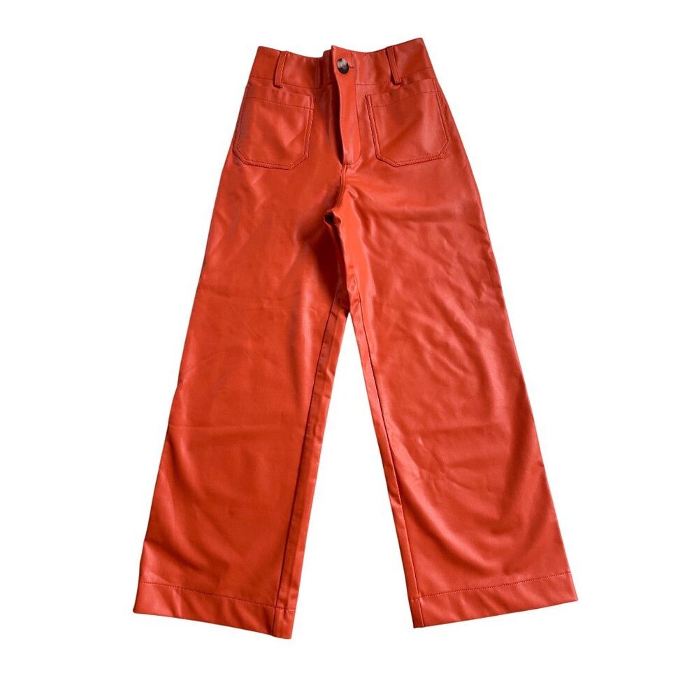 Anthropologie Maeve Women's 23 Colette High rise Wide leg Orange Crop pant - Picture 1 of 11